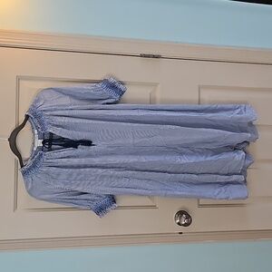 Blue and white seersucker tunic dress.